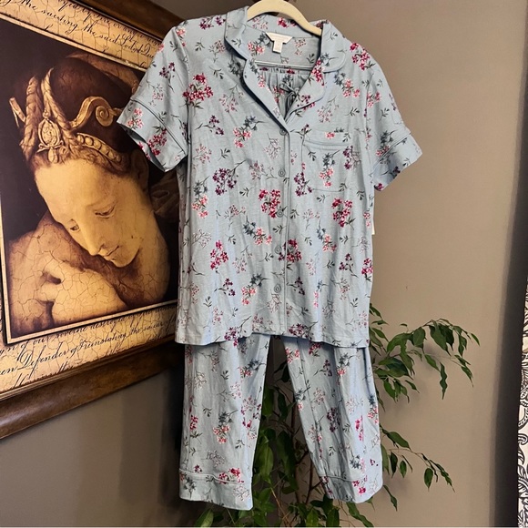 Charter Club 2pc Pajamas Rain Dance Floral Blue S Nwt - Picture 4 of 8